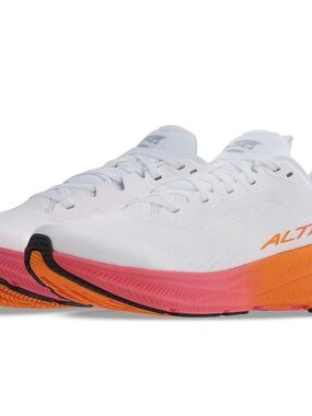 Altra Women's White Running Shoes with Orange-Pink Gradient Midsole